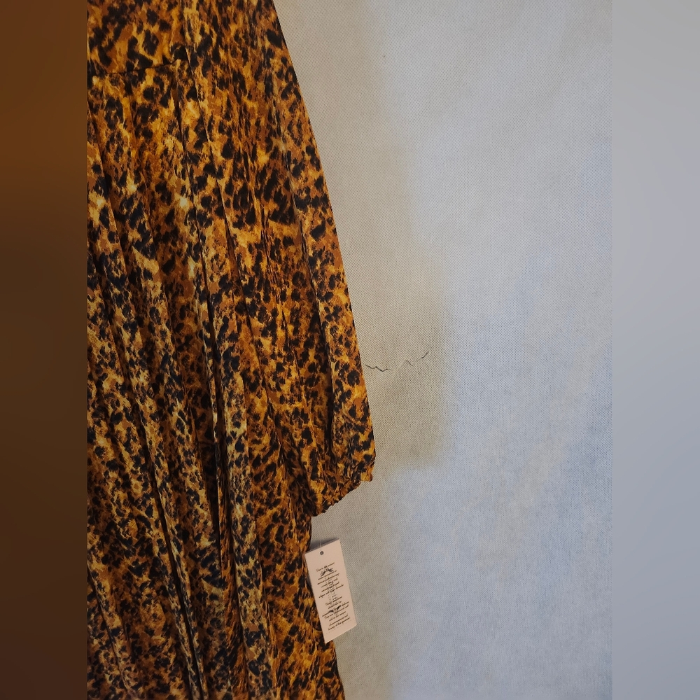 Nanette Lepore Leopard Print Pleated Baby Doll Dress Sz 16 - Picture 4 of 5